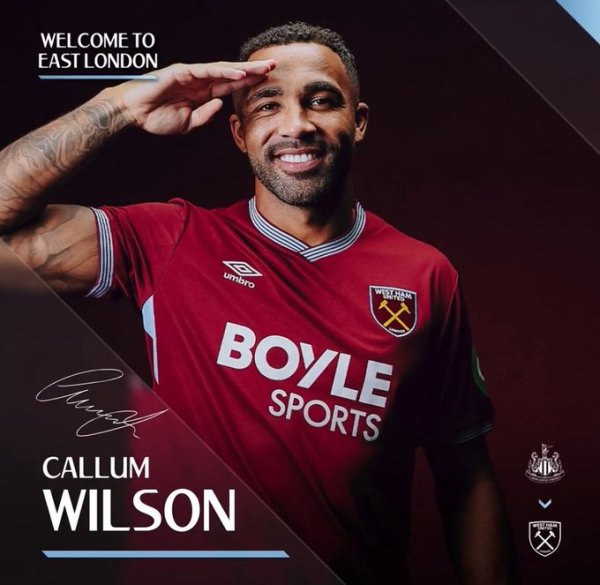 卡勒姆-威尔逊：很高兴能加盟西汉姆，期待迎接应战